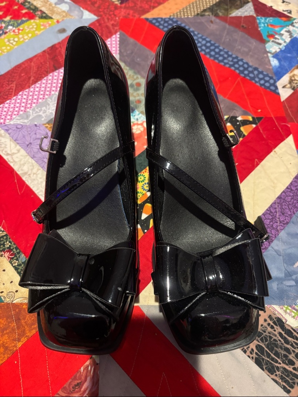Black Patent Bow Mary Jane Pumps - Women